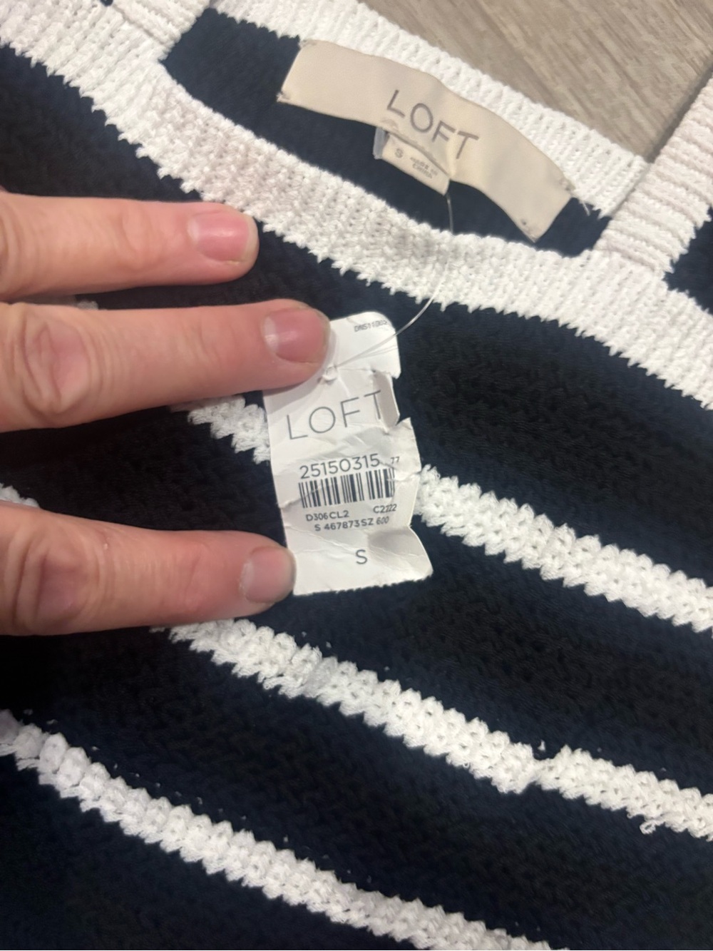 LOFT Navy and White Striped Knit Sundress - Picture 8 of 9